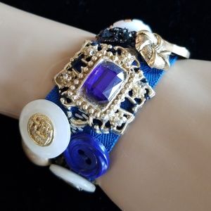 Handmade Vintage Button and Jewelry Bracelet
